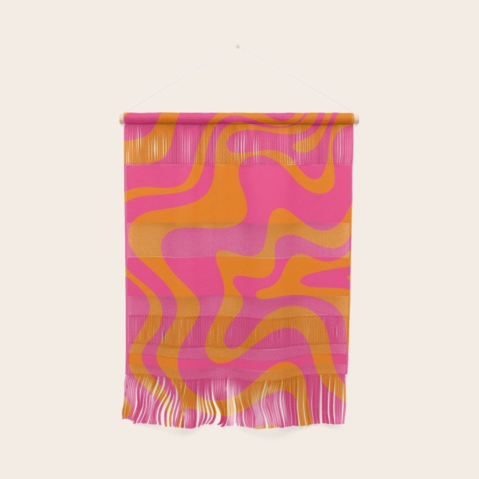 Retro Liquid Swirl Abstract Pattern Hot Pink & Orange Wall Hanging Gallery Image 1