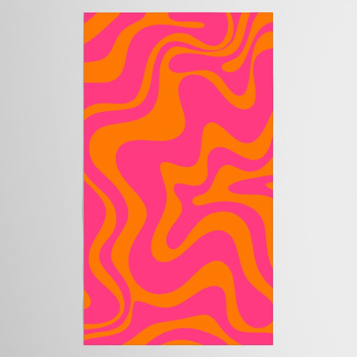 Retro Liquid Swirl Abstract Pattern Hot Pink & Orange Tablecloth Gallery Image 2
