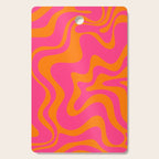 Retro Liquid Swirl Abstract Pattern Hot Pink & Orange Cutting Board Gallery Image 1