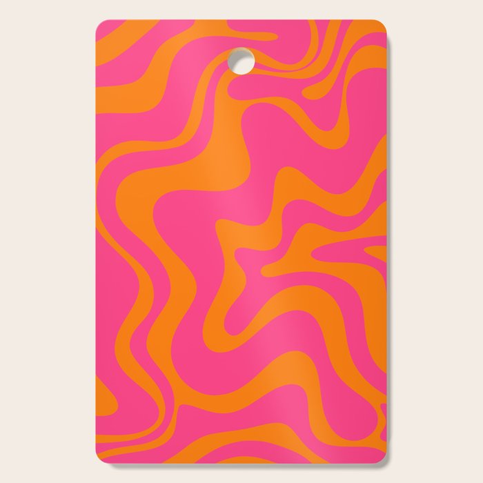 Retro Liquid Swirl Abstract Pattern Hot Pink & Orange Cutting Board Gallery Image 1