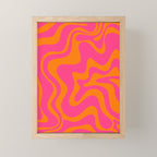 Retro Liquid Swirl Abstract Pattern Hot Pink & Orange Mini Art Print Gallery Image 1