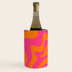 Retro Liquid Swirl Abstract Pattern Hot Pink & Orange Wine Chiller Gallery Image 1