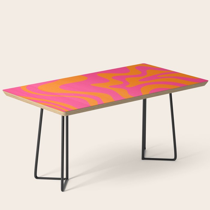 Retro Liquid Swirl Abstract Pattern Hot Pink & Orange Coffee Table Gallery Image 1