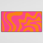 Retro Liquid Swirl Abstract Pattern Hot Pink & Orange Desk Mat Gallery Image 3