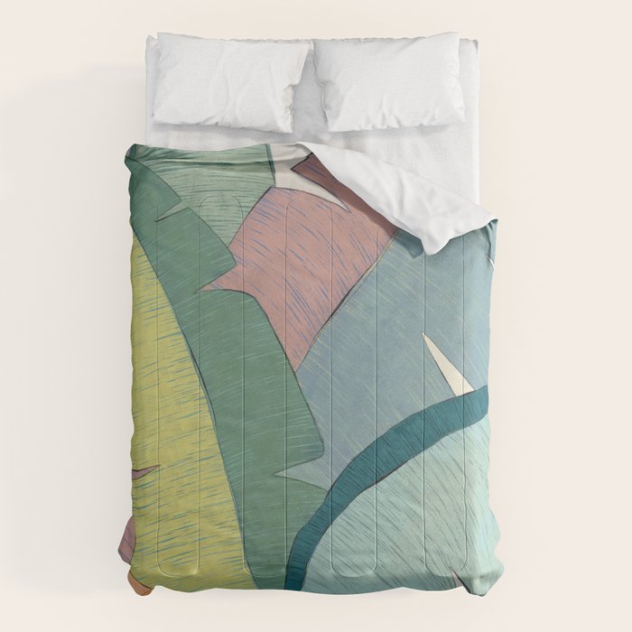 Banana leaves pastel colors Comforter Gallery Image 1