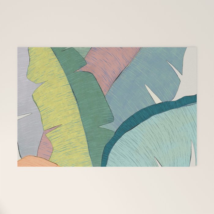 Banana leaves pastel colors Welcome Mat Gallery Image 1