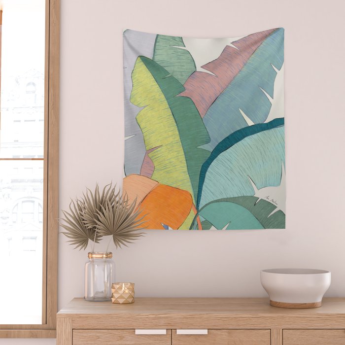 Banana leaves pastel colors Wall Tapestry Gallery Image 2