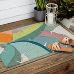 Banana leaves pastel colors Outdoor Rug Gallery Image 2