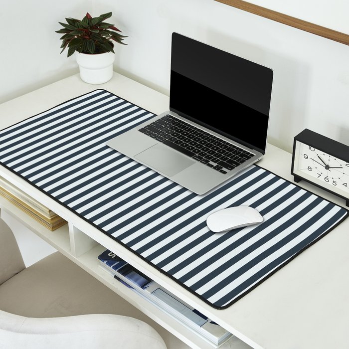 Nautical Deep Blue Stripes - Cozy Heirloom Desk Mat Gallery Image 2