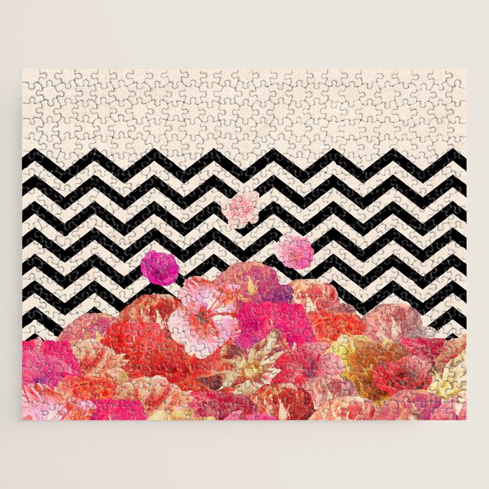 Chevron Flora II Jigsaw Puzzle Gallery Image 1