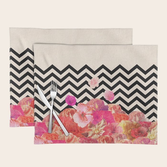 Chevron Flora II Placemat Gallery Image 1