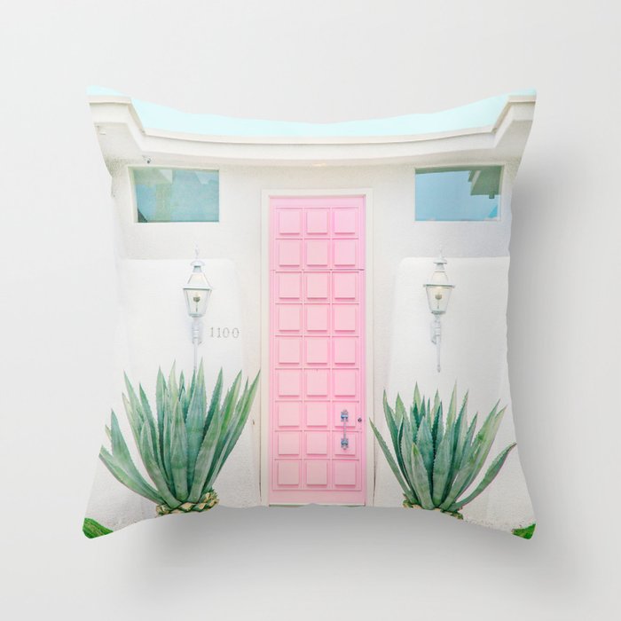 The Pink Door, Palm Springs, California Throw Pillow Gallery Image 6