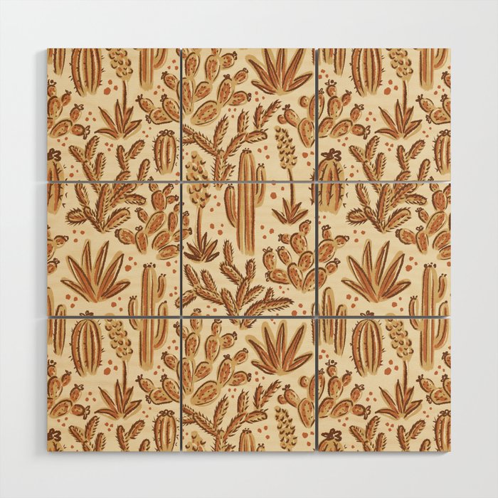Cactus Desert - gold and copper Wood Wall Art Gallery Image 1