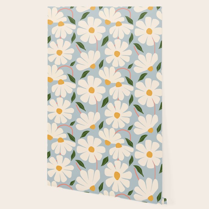 Wild Daisies - blue & pink Wallpaper Gallery Image 2