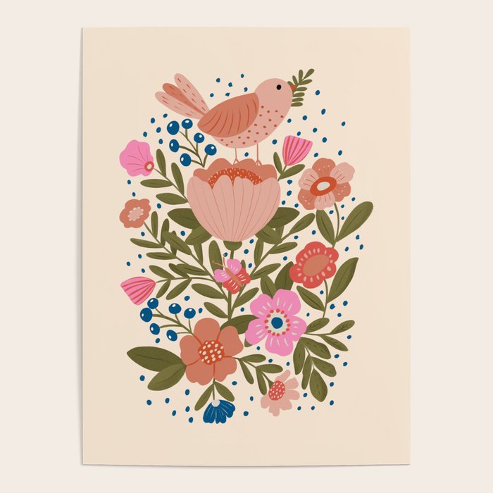 Folk Floral Bird  Poster Gallery Image 4