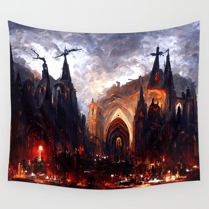 Lucifer Palace in Hell Wall Tapestry Gallery Image 4
