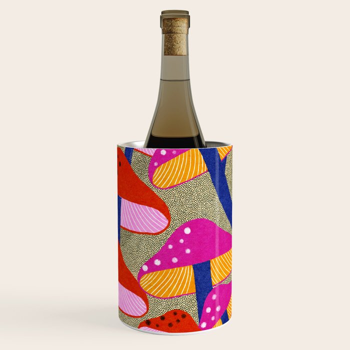 Red and Pink Mushroom print - Amsterdam Market Wine Chiller Gallery Image 3