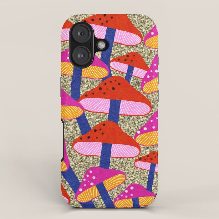 Red and Pink Mushroom print - Amsterdam Market iPhone Case Gallery Image 1
