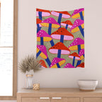 Red and Pink Mushroom print - Amsterdam Market Wall Tapestry Gallery Image 2