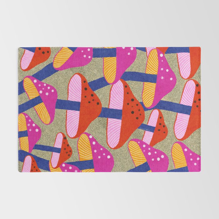 Red and Pink Mushroom print - Amsterdam Market Rug Gallery Image 2