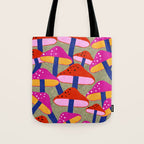 Red and Pink Mushroom print - Amsterdam Market Tote Bag Gallery Image 1