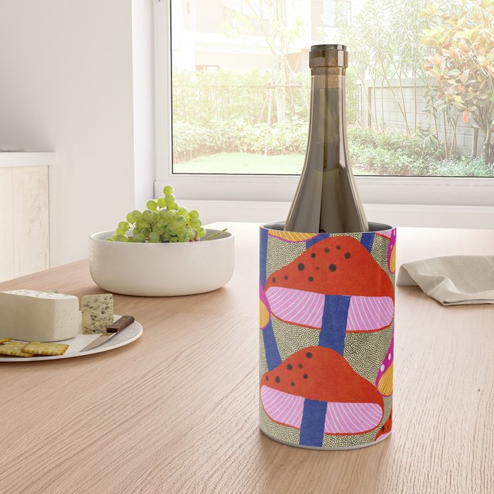 Red and Pink Mushroom print - Amsterdam Market Wine Chiller Gallery Image 4