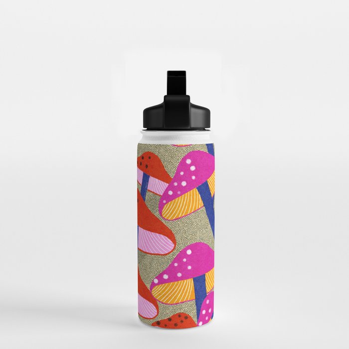 Red and Pink Mushroom print - Amsterdam Market Water Bottle Gallery Image 2