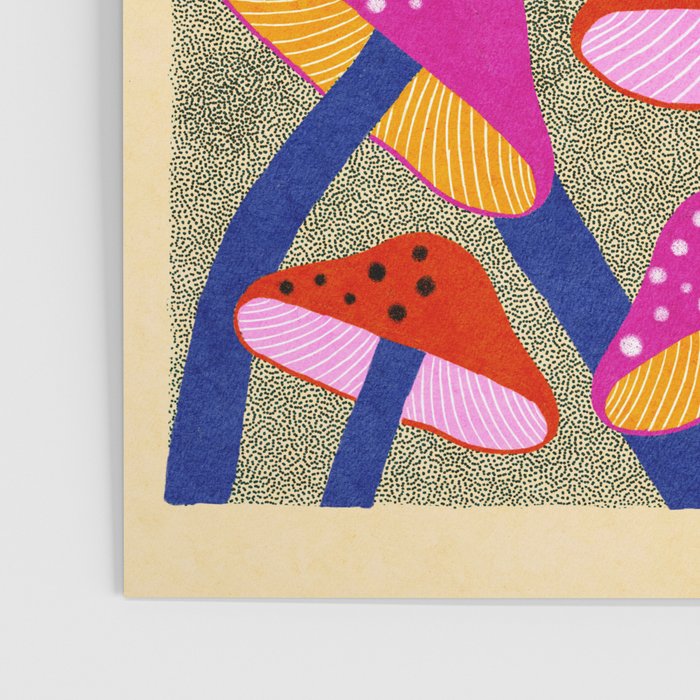 Red and Pink Mushroom print - Amsterdam Market Poster Gallery Image 3