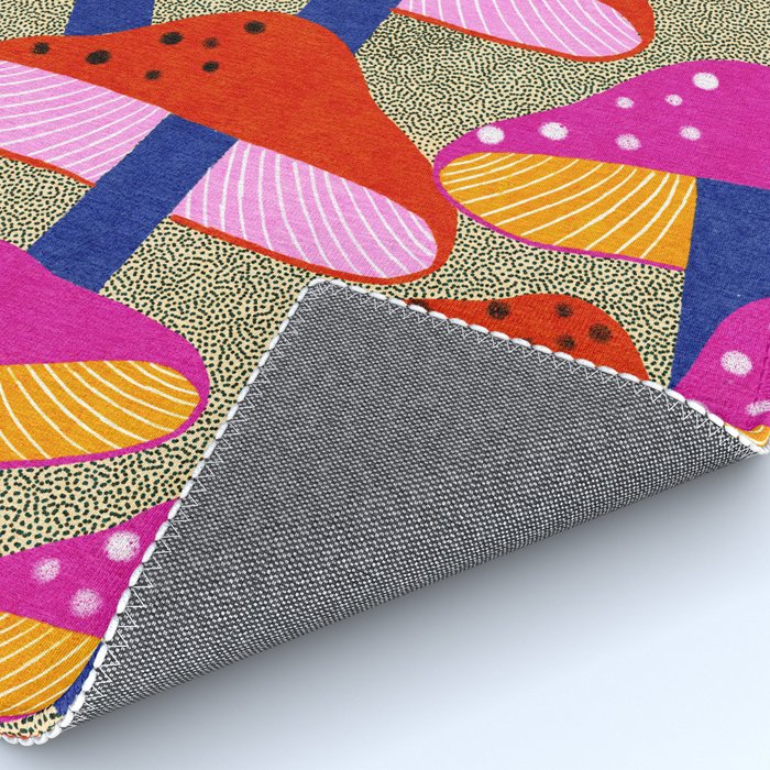 Red and Pink Mushroom print - Amsterdam Market Rug Gallery Image 4