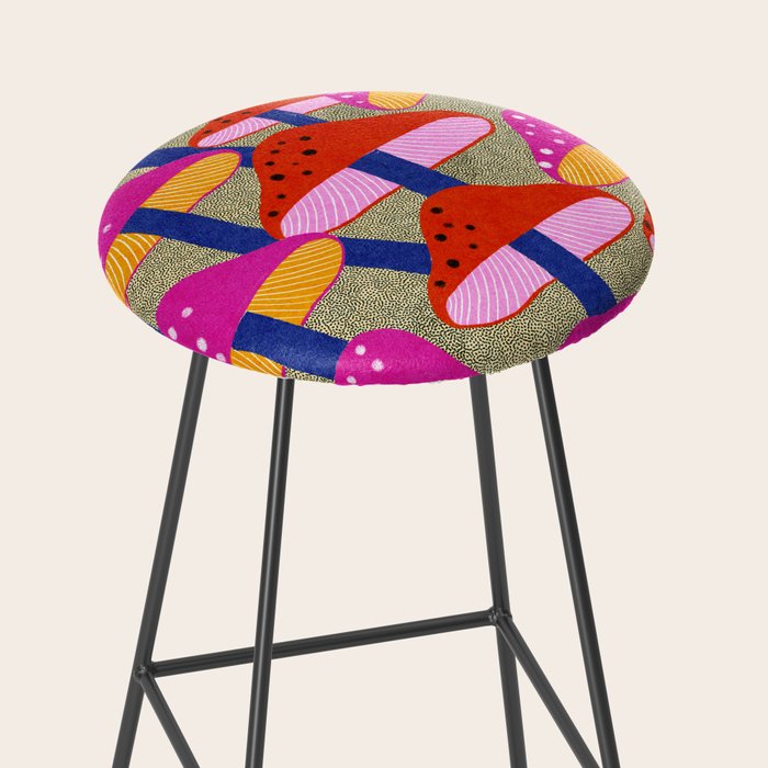 Red and Pink Mushroom print - Amsterdam Market Stool Gallery Image 2