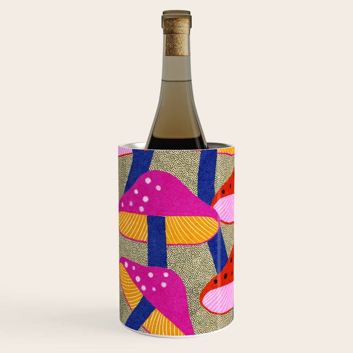 Red and Pink Mushroom print - Amsterdam Market Wine Chiller Gallery Image 2