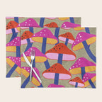 Red and Pink Mushroom print - Amsterdam Market Placemat Gallery Image 1