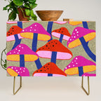 Red and Pink Mushroom print - Amsterdam Market Credenza Gallery Image 1