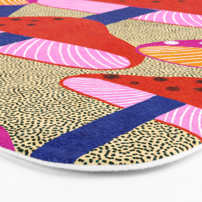 Red and Pink Mushroom print - Amsterdam Market Bath Mat Gallery Image 3