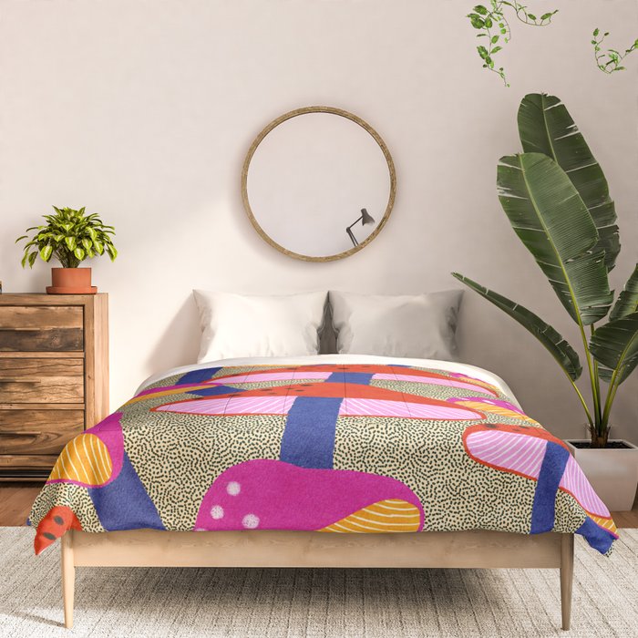 Red and Pink Mushroom print - Amsterdam Market Comforter Gallery Image 3