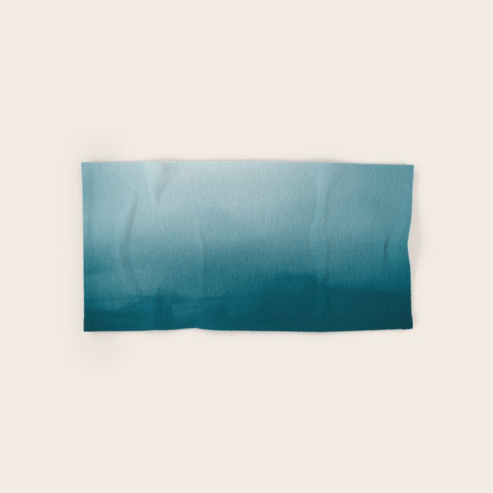 Tropical Dark Teal Inspired by Sherwin Williams 2020 Trending Color Oceanside SW6496 Watercolor Ombre Gradient Blend Abstract Art Bath Towel Gallery Image 1