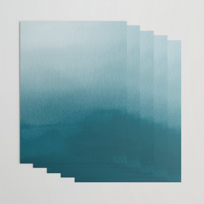 Tropical Dark Teal Inspired by Sherwin Williams 2020 Trending Color Oceanside SW6496 Watercolor Ombre Gradient Blend Abstract Art Wrapping Paper Gallery Image 3