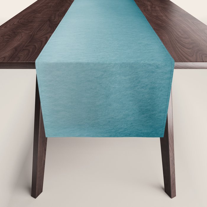 Tropical Dark Teal Inspired by Sherwin Williams 2020 Trending Color Oceanside SW6496 Watercolor Ombre Gradient Blend Abstract Art Table Runner Gallery Image 1