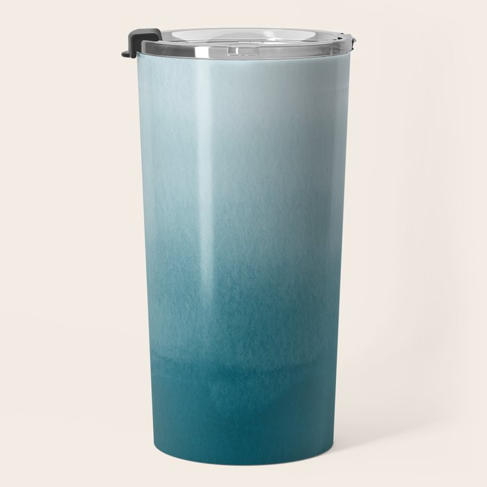 Tropical Dark Teal Inspired by Sherwin Williams 2020 Trending Color Oceanside SW6496 Watercolor Ombre Gradient Blend Abstract Art Travel Mug Gallery Image 3