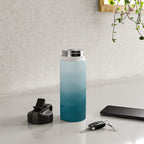 Tropical Dark Teal Inspired by Sherwin Williams 2020 Trending Color Oceanside SW6496 Watercolor Ombre Gradient Blend Abstract Art Water Bottle Gallery Image 4