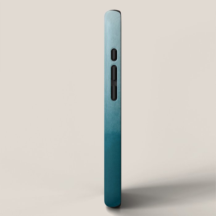 Tropical Dark Teal Inspired by Sherwin Williams 2020 Trending Color Oceanside SW6496 Watercolor Ombre Gradient Blend Abstract Art iPhone Case Gallery Image 2