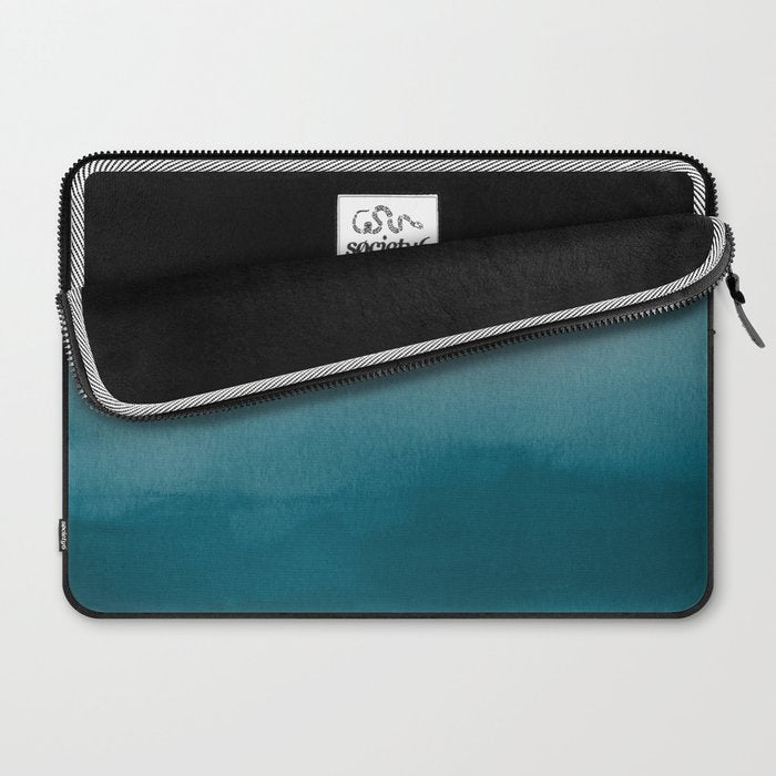 Tropical Dark Teal Inspired by Sherwin Williams 2020 Trending Color Oceanside SW6496 Watercolor Ombre Gradient Blend Abstract Art Laptop Sleeve Gallery Image 2