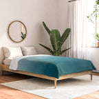 Tropical Dark Teal Inspired by Sherwin Williams 2020 Trending Color Oceanside SW6496 Watercolor Ombre Gradient Blend Abstract Art Comforter Gallery Image 2