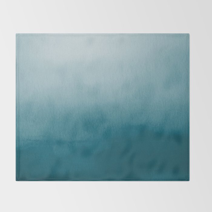 Tropical Dark Teal Inspired by Sherwin Williams 2020 Trending Color Oceanside SW6496 Watercolor Ombre Gradient Blend Abstract Art Throw Blanket Gallery Image 2