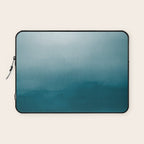 Tropical Dark Teal Inspired by Sherwin Williams 2020 Trending Color Oceanside SW6496 Watercolor Ombre Gradient Blend Abstract Art Laptop Sleeve Gallery Image 1