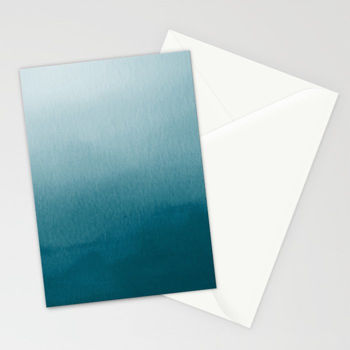 Tropical Dark Teal Inspired by Sherwin Williams 2020 Trending Color Oceanside SW6496 Watercolor Ombre Gradient Blend Abstract Art Stationery Card Gallery Image 2