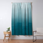 Tropical Dark Teal Inspired by Sherwin Williams 2020 Trending Color Oceanside SW6496 Watercolor Ombre Gradient Blend Abstract Art Window Curtain Gallery Image 5