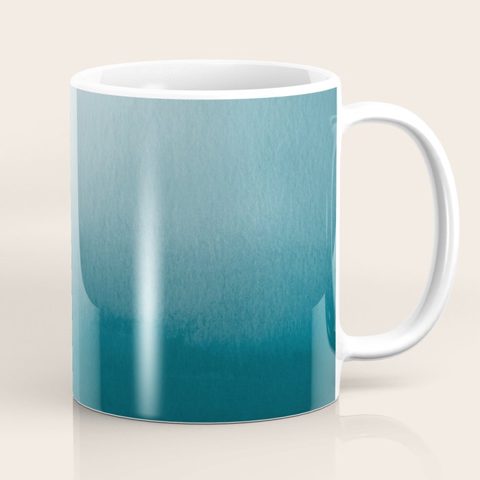 Tropical Dark Teal Inspired by Sherwin Williams 2020 Trending Color Oceanside SW6496 Watercolor Ombre Gradient Blend Abstract Art Coffee Mug Gallery Image 1