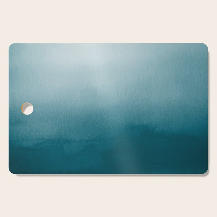 Tropical Dark Teal Inspired by Sherwin Williams 2020 Trending Color Oceanside SW6496 Watercolor Ombre Gradient Blend Abstract Art Cutting Board Gallery Image 1