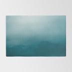 Tropical Dark Teal Inspired by Sherwin Williams 2020 Trending Color Oceanside SW6496 Watercolor Ombre Gradient Blend Abstract Art Rug Gallery Image 2